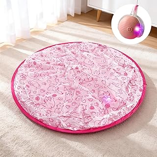 Upgraded Rechargeable Interactive Cat Toy Ball with Hunting Cover - Smart Automatic Rolling, Obstacle Avoidance, Indoor Exercise for Cats to Release Energy & Instincts (Pink)