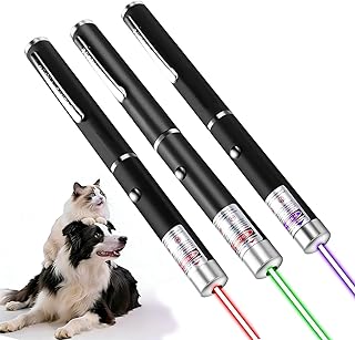 IVVTRYI 3-Pack Cat Laser Pointer - Red, Green, Purple Beams for Kitten & Puppy Play, Indoor Training Toy. Teaching/Office presentations, Stargazing, and Construction Sites. Portable.