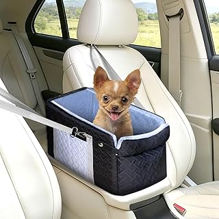 Dog Car Seats for Small Dogs, Center Console Dog Booster Portable Car Seat for Puppy, Doggy, Cats, Small Pets 0-15 lbs, with Safety Net