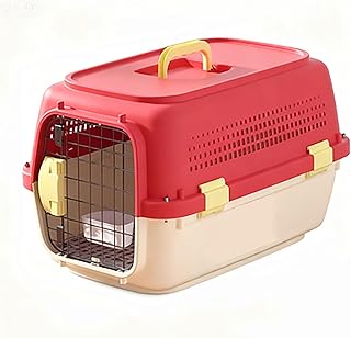 Large Cat Carrier,Dog Carrier for Small Dogs,Airline Approved Pet CarrierPassed Intertek Safety Testing,Odor-Free,Suitable for Home Use and Travel Pet Crate(Red,19.6 x 13.3 x 11.8in)