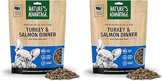 Freeze-Dried Raw Turkey & Salmon Dinner Dog Food Mini Nibs, 14 oz | Grain Free, High Protein Nutrition (Pack of 2)