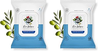 Pet Head Health Ear Wipes for Cats and Dogs | Fragrance-Free | Cleans, Deodorizes and Moisturizes | Removes Dirt, Wax, Discharge, and Debris | Biodegradable and Plant-Based Dog Ear Cleaner | 30 Wipes