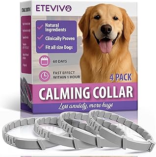 Calming Collar for Dogs 4 Pack – Dog Pheromone Collars Anxiety Relief, Stress & Separation – 25 Inches Adjustable Fits Small Medium Large Dogs – Long Lasting 60 Days, Helps Reduce Bad Behavior