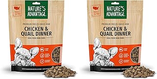 Freeze-Dried Raw Chicken & Quail Dinner Dog Food Mini Nibs, 14 oz | Grain Free, High Protein Nutrition (Pack of 2)