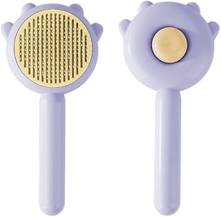 Professional Pet Grooming Brush, Ergonomic Handle Cat Comb with Stainless Steel Needles, Multi-Color Pack (Light Purple)