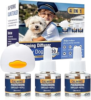 Dog Pheromone Calming Diffuser Anxiety Relief Reduce Barking Aggression Fighting Stress (3 Pack 48ml Refill Tasteless) for 4 in 1 Appeasing Pet Pheromones Diffuser to Calm Kit 90 Day Supply