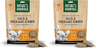 Freeze-Dried Raw Duck & Pheasant Dinner Dog Food Mini Patties, 14 oz | Grain Free, High Protein Nutrition (Pack of 2)