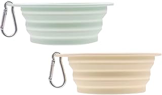 2 Collapsible Dog Bowls, Travel Bowls for Dogs, Silicone Material, Outdoor Portable Feeding Bowl, 600ml, Yellow and Green