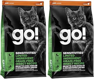 Go! Solutions Sensitivities Limited Ingredients, Grain-Free Dry Cat Food, Insect Recipe for Sensitive Stomach, 3 lb Bag (Pack of 2)