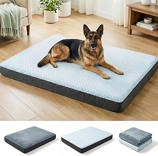 Dog Bed for Crate, Extra Large Cooling Mat for Dogs,Waterproof Dog Bed with Dual Surface Removable Washable Covers, 30 x 27 Inch Pet Bed with Egg Crate Foam