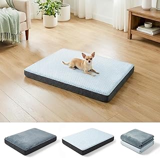Dog Bed for Crate, Extra Large Cooling Mat for Dogs,Waterproof Dog Bed with Dual Surface Removable Washable Covers, 35 x 22 Inch Pet Bed with Egg Crate Foam