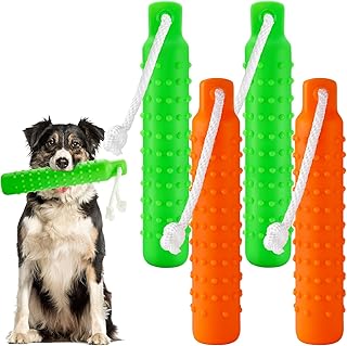 4 Pcs Dog Bumper Toy for Water Retrieving Plastic Puppy Training Dummy Dog Float Toy Lightweight for Float on The Water Pool Outdoor Training Hunting Fetching (Green and Orange)