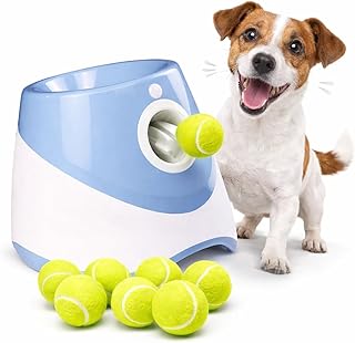 Automatic Ball Launcher Dogs: Interactive Fetch & Training Tool, Smart Mini Tennis Ball Thrower with 3-Setting Distance Control, Ultimate Self-Play Fetch Machine: Independent Fun & Exercise, Blue