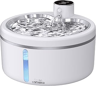 Wireless Cat Water Fountain with Stainless Steel Tray, 84oz/2.5L Pet Water Fountain for Cats Inside, Cat Fountain for Drinking with Motion Sensor, Ultra Quiet Pump - CP2