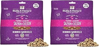 Stella & Chewy's Freeze-Dried Raw Cat Dinner Morsels - Premium Salmon & Chicken Recipe with 98% Wild-Caught & Cage-Free Protein - Natural Grain-Free Cat & Kitten Food - Made in USA - 18 oz (Pack of 2)