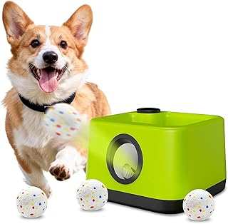 Automatic Dog Ball Launcher: Upgraded Auto/Manual Pet Ball Thrower Toy for Dog Indoor/Outdoor Play Include 4 Chew-Resistant Balls - Home,Park,Yard Dog Self Play Companion for Dog Parent