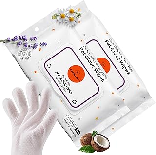 Aurora Pet Grooming Glove Wipes for Dogs & Cats, Lavender Scented, 24 Count – Hypoallergenic, Alcohol-Free Pet Wipes with Aloe, Witch Hazel & Green Tea