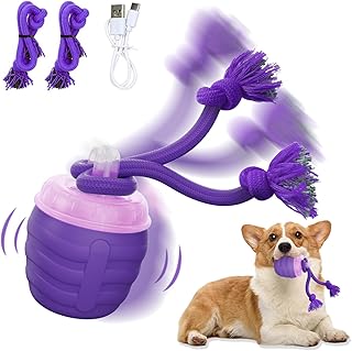 Interactive Dog Toy, [Newly Upgraded] Motion Activated Rolling Squeaky Ball for Medium/Large Dogs, Automatic Moving Dogs Ball for Boredom, USB Rechargeable(Purple)