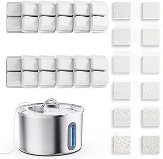 Cat Water Fountain Stainless Steel, 3.2L Cat Fountains for Drinking with Smart Quiet Pump and Water Level Window, Easy-to-Clean Automatic Pet Water Dispenser for Indoor Use (12 Filters Only)