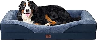 EHEYCIGA Orthopedic XL Dog Bed for Large Sized Dog, 48x35x7.5 Inch Extra Large Memory Foam Dog Couch Bed with Sides, Waterproof Liner & Washable Removable Cover, Bolster Pet Sofa, Navy