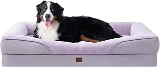 EHEYCIGA Orthopedic XL Dog Bed for Large Sized Dog, 48x35x7.5 Inch Extra Large Memory Foam Dog Couch Bed with Sides, Waterproof Liner & Washable Removable Cover, Bolster Pet Sofa, Purple