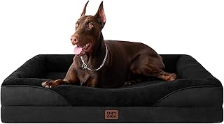 EHEYCIGA Orthopedic XL Dog Bed for Large Sized Dog, 48x35x7.5 Inch Extra Large Memory Foam Dog Couch Bed with Sides, Waterproof Liner & Washable Removable Cover, Bolster Pet Sofa, Black