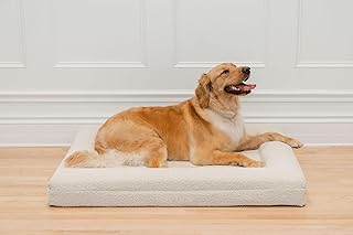 Bouclé Orthopedic Bolster Dog Bed – Memory Foam, Washable Cover, Modern Luxury (Large)