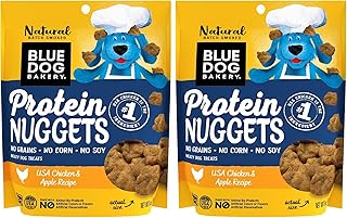 Blue Dog Bakery Protein Jerky Nuggets, Made w/Real Chicken & Apples, USA Chicken #1 Ingredient, Healthy Dog Treats, All Natural, 6 oz (Pack of 2)