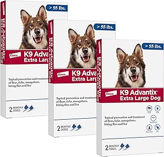 K9 Advantix Flea, Tick & Mosquito Prevention for Dogs Over 55 lbs. | Flea Drops for Extra Large Dogs | Apply Monthly | 6 Treatments (Pack of 3)