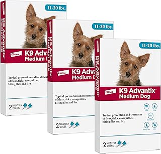 K9 Advantix Flea, Tick & Mosquito Prevention for Dogs 11-20 lbs. | Flea Drops for Medium Dogs | Apply Monthly | 2 Treatments (Pack of 3)