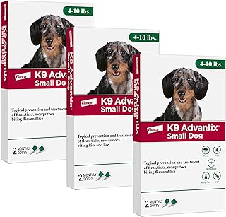 K9 Advantix Flea, Tick & Mosquito Prevention for Dogs 4-10 lbs. | Flea Drops for Small Dogs | Apply Monthly | 6 Treatments (Pack of 3)