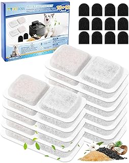 12+12 Pack Cat Fountain Filter Replacement Compatible with oneisall 74oz/2.2L Pet Fountains, Fit for oneisall Cat Water Fountain Stainless Steel, Multilayer Filters System