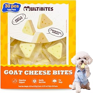 8.15oz Cheese Dog Treats with Taurine, Prebiotic & Vitamin E - Natural Dog Treats for Small, Medium & Large Dogs - Grain Free, Soft and Chewy for Digestion & Immune Support