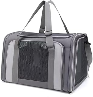 Durable Polyester Oxford Soft Cat Carrier Small Dog Crate Gray 20x12x13.2 Inch Luggage Compatible Pet Bag for Air Travel