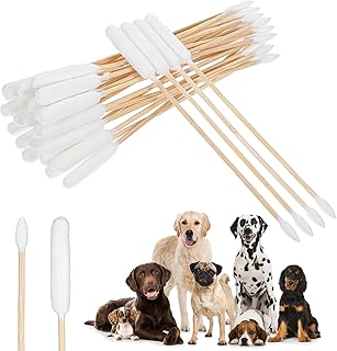 100 Pcs Double Sided Dog Ear Swabs Long Cotton Swabs Tips Cat Dog Ear Cleaner Long Cotton Swab Double Tip Soft Cottons Swab Ears Cleaning Kit for Dogs' Ears Pet Grooming Bathroom Travel Use