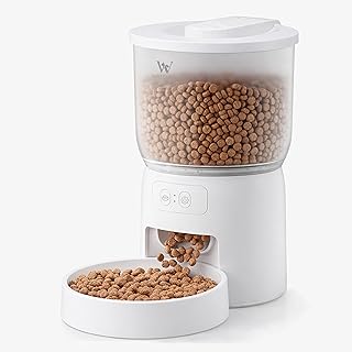 Waithem Wi-Fi Automatic Cat Feeder, 3L Timed Dry Food Dispenser with App Programmable Portion Control, 6 Meals 20 Portions Per Day, Dual Power Supply, for Cats and Small Dogs