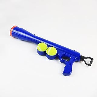 Dog Ball Launcher for Pet, Dog Ball Thrower Launcher with 2 Tennis Balls & Shoulder Strap, 23.4" Long-Range Ball Launcher Toy for All Dog Breeds, Blue