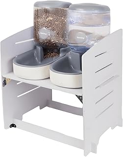 Elevated Gravity Pet Feeder & Water Dispenser Combo for Medium/Large/Senior Dogs - 4L/135oz Capacity, 5 Adjustable Height Settings, Cervical-Friendly Design Reduces Neck Strain (Medium)