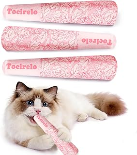 Tocirelo Catnip Toys for Cats Bite-Resistant - 3Pack Funny Pink Cat Nip Toys with 100% Pure 45000mg Organic Catnip, Safe Kitten Teething Kicker Toys for Indoor Cats, Soft Plush Cat Chews 5.9inch