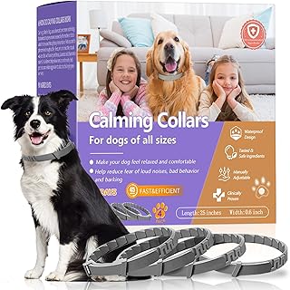 4 Pack Calming Collar for Dogs with Natural Pheromone | Dog Calming Collar Helps Reduce Unwanted Behavior | Stress Relief for Puppy & Adult Dogs, ‌Waterproof Calm & Relaxation Lasts 60 Days (Grey)