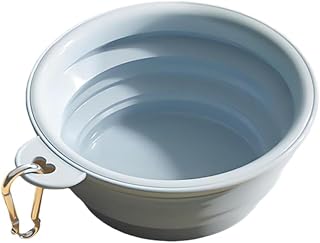 Collapsible Dog and Cat Travel Bowl with Carabiner, Color Pet Travel Bowls Silicone Foldable Water Feeder Dish(Blue S)