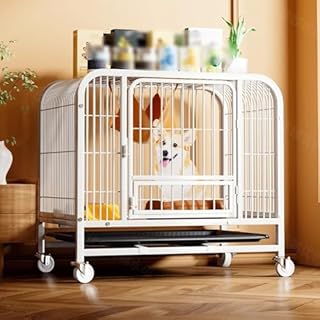 Heavy Duty Dog Crate for Medium & Large Dogs - Reinforced Square Tube, Double Door, Removable Tray, Secure & Durable Pet Kennel, Indoor/Outdoor Use