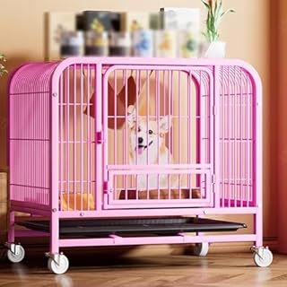 Heavy Duty Dog Crate for Medium & Large Dogs - Reinforced Square Tube, Double Door Access, Removable Tray, Secure & Durable Dog Kennel for Safe Training & Travel