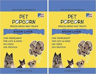 Freeze-Dried Raw Treats - Bison Liver - 2.5oz Bag, Dog & Cat Snacks, Single Ingredient, Natural, Pet Food Topper, Protein‑Packed Meat (Pack of 2)