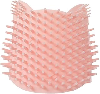 Silicone Cat Massage Comb Grooming Brush Large Pink, Self-cleaning Corner Wall Brush for Wet and Dry Use, Pet Hair Removal Tool for Cats
