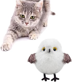 Interactive Cat Toy Bird Flapping Wings & Touch Activated Realistic Chirping Sounds, Rechargeable Plush Toy for Indoor Cats Hunting Exercise, Hanging Loop & Catnip for Cat or Dogs