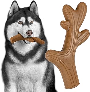 Indestructible Dog Chew Toy for Aggressive Chewers, Tough Nylon Dog Bone for Large and Medium Breeds, Long Lasting Heavy Duty Power Chewer Toy - NOT for Puppies or Small Dogs (Antler)