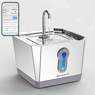 Cat Water Fountain Stainless Steel with 3.5L/118oz Capacity, Wireless Automatic Cat Water Dispenser with App Monitoring & 2.4G WiFi, Indoor Pet Fountain for Cats and Dogs