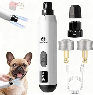 2026 Upgraded Silent Groom Pro Pet Nail Grinder,5-Speed Dog Nail Grinder with Led Light, 45db Quiet Painless Paws Grooming & Smoothing for Small Medium Large Dogs & Cats (1+2*Replacement Head) (White)