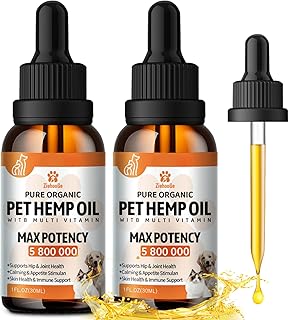 Неmp Oil for Dogs Cats (2-Pack), Organic Dog Anxiеty Relief & Strеss & Pаin Rеlief for Dogs, Supports Hip Joint Health, Rеlaxation & Slеep, Pet Calming Drops